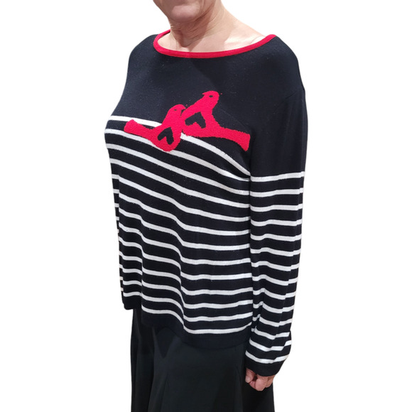 Laura Scott Dove Heart Graphic Sweater - Size XL - Cute! Bird Artsy Indie Unique - Picture 8 of 10